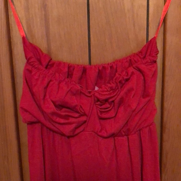 Karina Grimaldi. Cotton red dress. Strapless. Super soft and heavy dress. - Picture 4 of 7